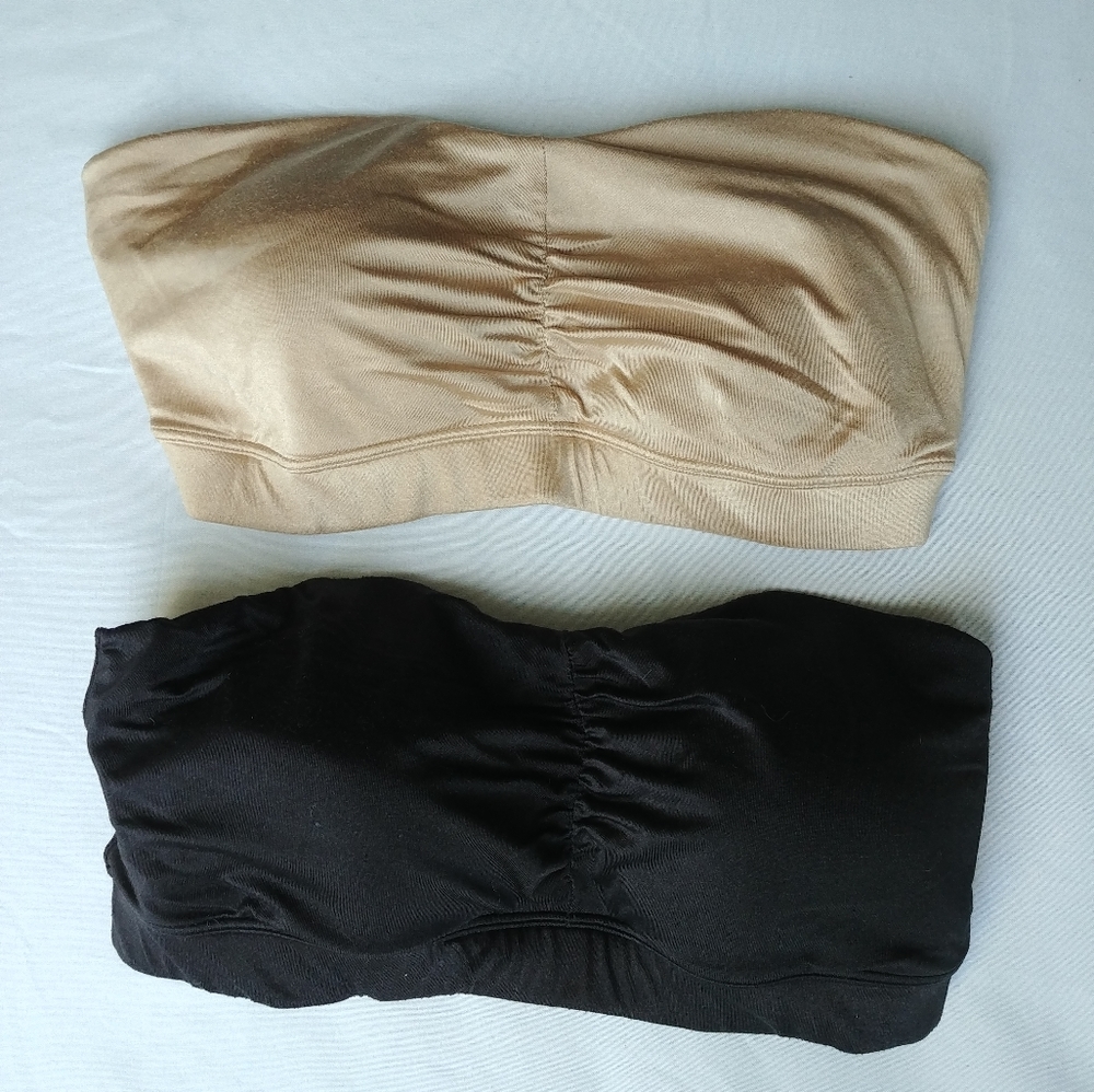 2 Maidenform Bandeaus Nude & Black size 34